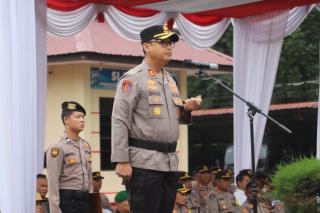 Siap Amankan TPS, Polres Langkat Lakukan Apel Pergeseran Pasukan